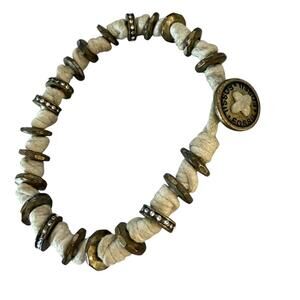 Fossil Ladies Cream and Brass Bronze Tone Friendship Knotted Jewellery Bracelet